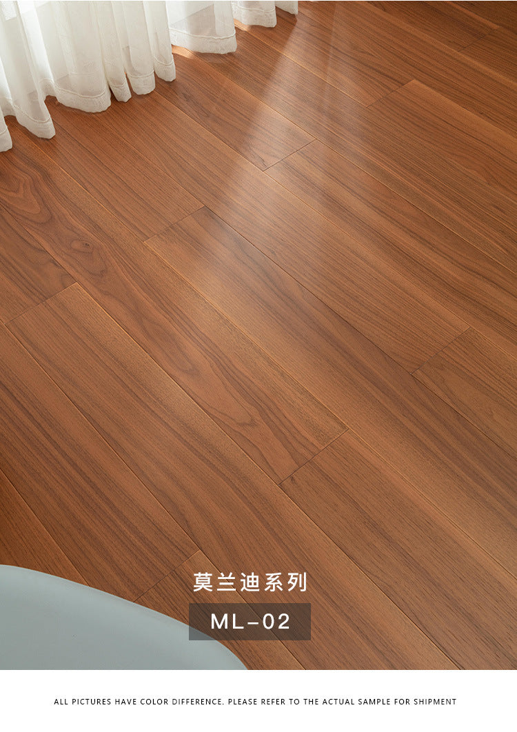 【Door-to-Door Installation】Morandi Style 15mm Lock Buckle Glue-free Installation Black Walnut New Three-layer Flooring Solid Wood