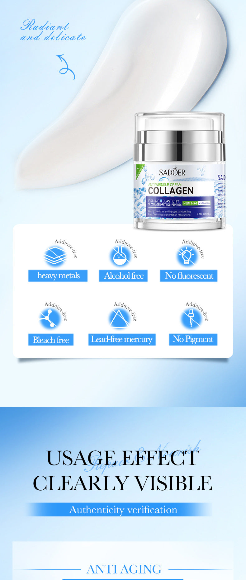 Full English Face Cream Eye Cream SADOER Anti-wrinkle, hydrating, moisturizing, wrinkle-reducing, brightening neck cream for  foreign trade wholesale