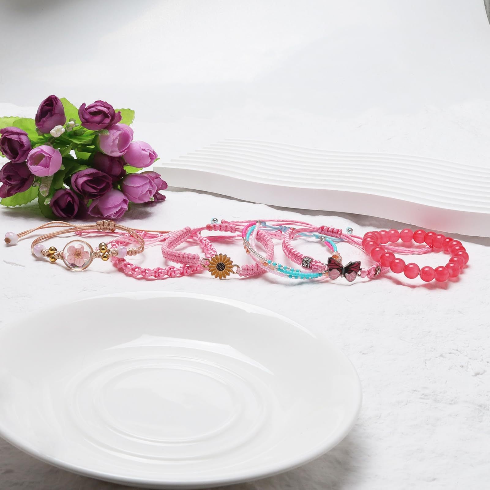 Sunflower Daisy Bracelet Adjustable Winding Rice Beads Forest Style Bracelet Women's Double Ring Butterfly Handwoven Bracelet