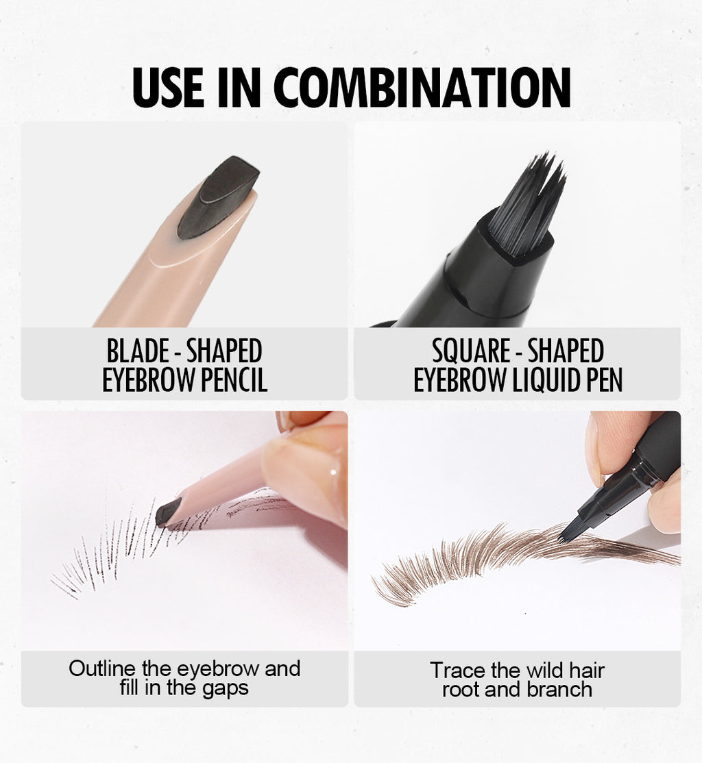 Hot-selling Eyebrow Pencil Set Waterproof Smudge-proof Liquid Split-tip Eyebrow Pencil Makeup Liquid Eyebrow Pencil