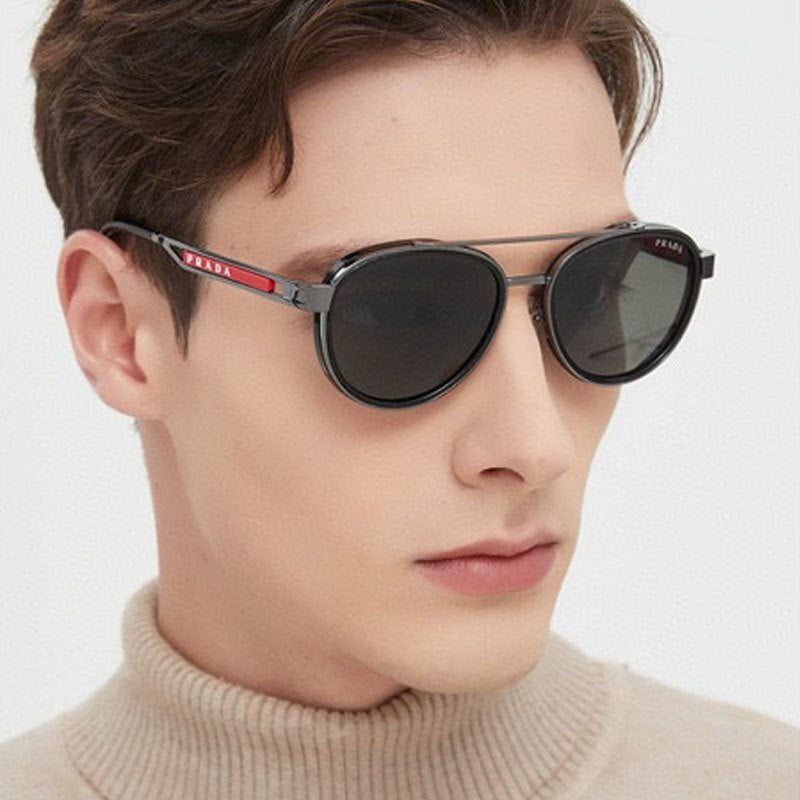 Vintage Oval Fashion Double Bridge Metal Sunglasses European and American Trendy Unisex Sunglasses Cool Sunglasses