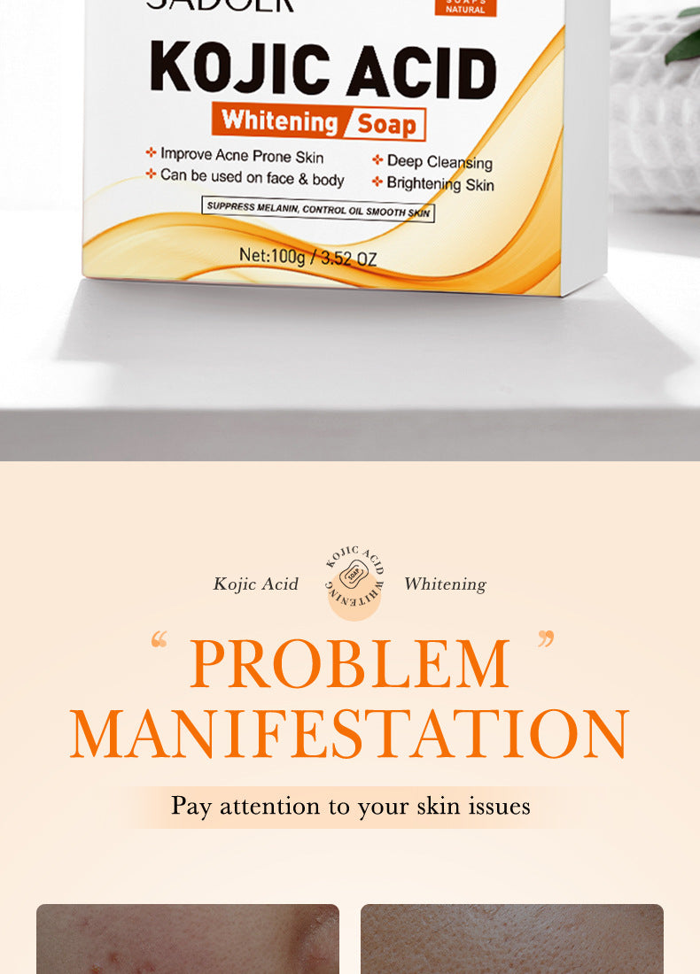 Full English Kojic Acid Whitening Soap100g SADOER Clean Bathing Facial Soap Handmade Soap  Wholesale