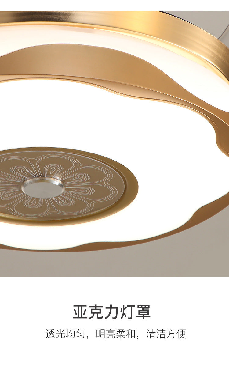 LED Invisible Fan Light for Dining Room and Bedroom, Modern Simple Ceiling Fan with Light, Variable Frequency Fan Light, Invisible