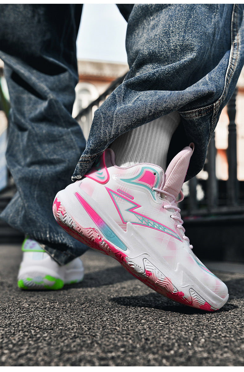 Professional Basketball Shoes for Men, Autumn Non-Slip Wear-Resistant Sports Shoes, Youth Junior High School Specialized Practical Sneakers, Mandarin Duck Color