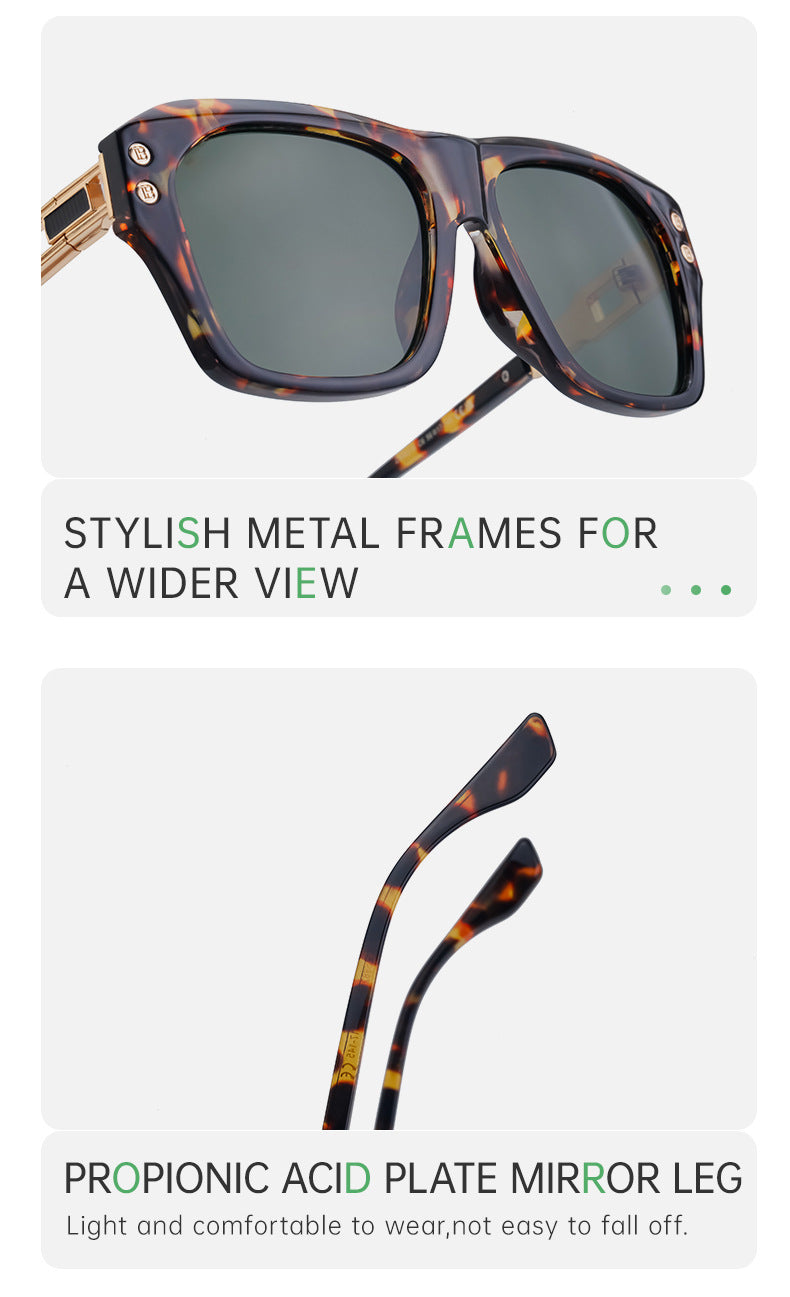 European and American Fashion Large Square Frame Sunglasses for Men High-end Sun Protection Sunglasses Men's Trendy Glasses sunglasses