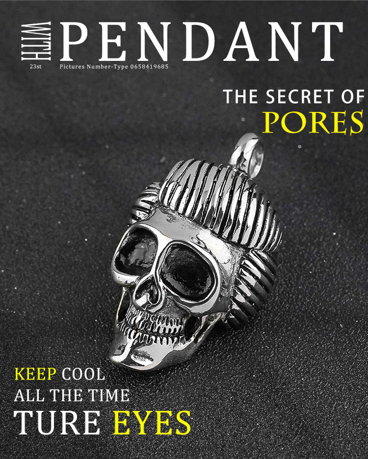 New Stainless Steel Skull Pendant European and American Style Skull Titanium Steel Necklace Wholesale