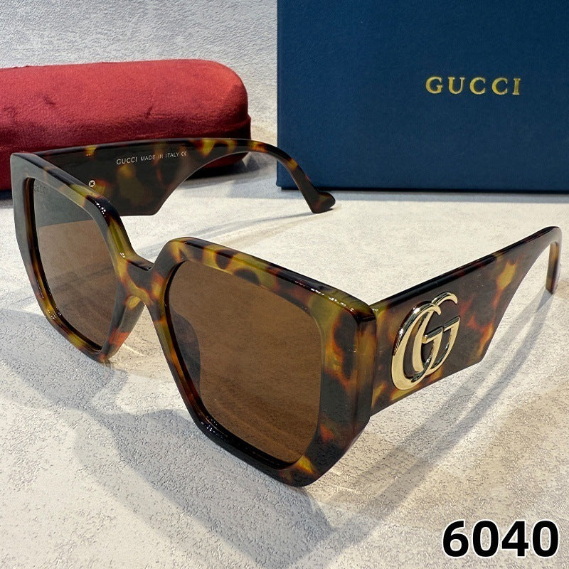 G Home Sunglasses European and American Style ins Xiaohongshu Celebrity Style Sunglasses Square Frame Color Block Legs Unisex GG6040