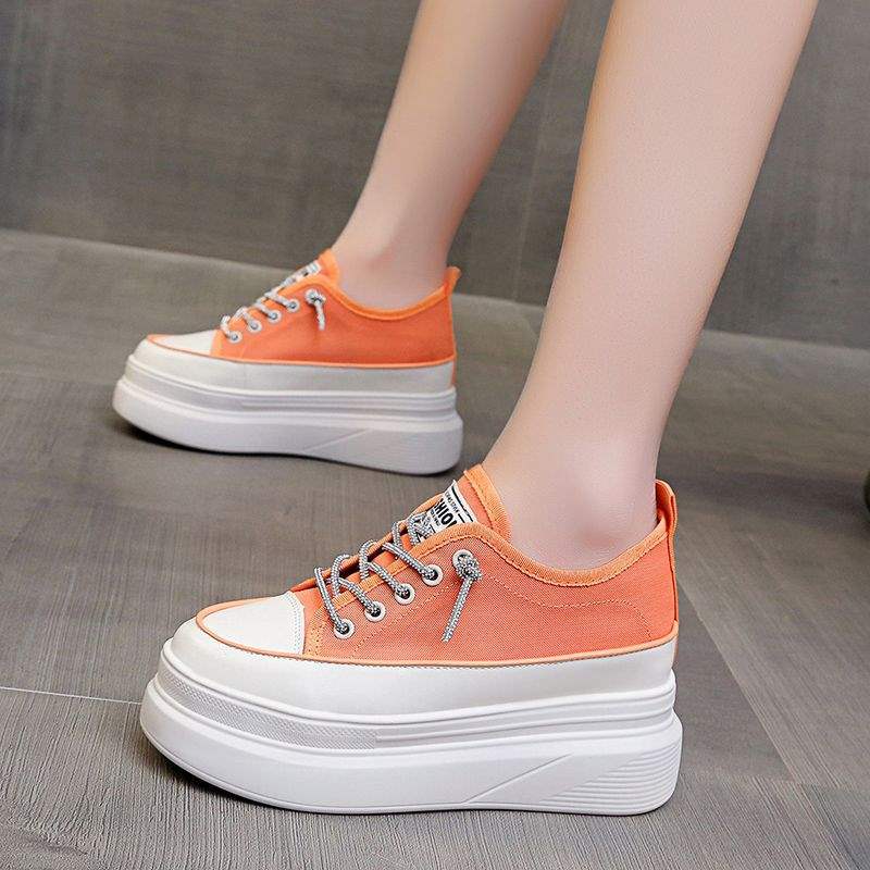 Thick-soled inner height-increasing white sneakers for women with breathable mesh2025Summer New All-Matching8cm Small Size Casual Platform Shoes