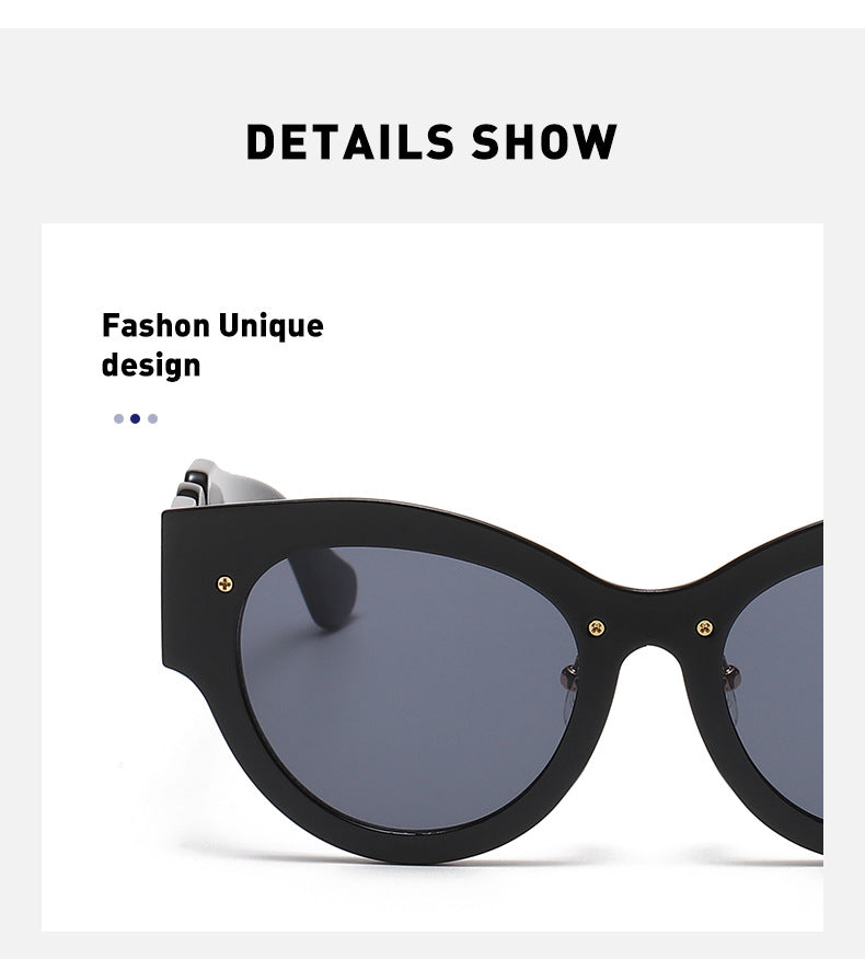 European and American Style Cat Eye Sunglasses for Women with High-end Feel ins Steampunk Frameless Sunglasses for Women Wholesale