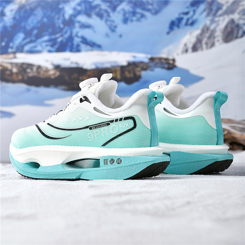 Red Rabbit9pro Winter New Thickened Fleece Warm Men and Women Sports Twist Button Real Carbon Plate Soft Sole Running Shoes