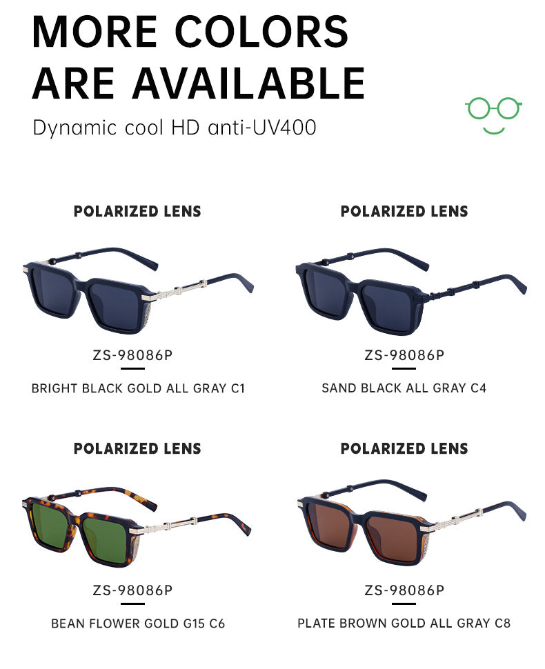 New European and American Fashion Polarized Sunglasses for Men Driving Anti-Glare Sunglasses Retro Punk Style Glasses shades