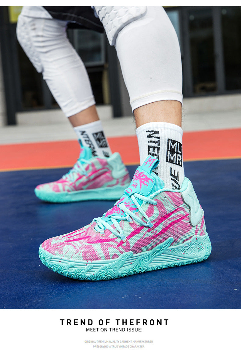 New Mid-Calf Professional Basketball Shoes Outdoor Practical Breathable Couple Shoes Thick Sole Non-Slip Unisex Shock Absorption Sports Shoes