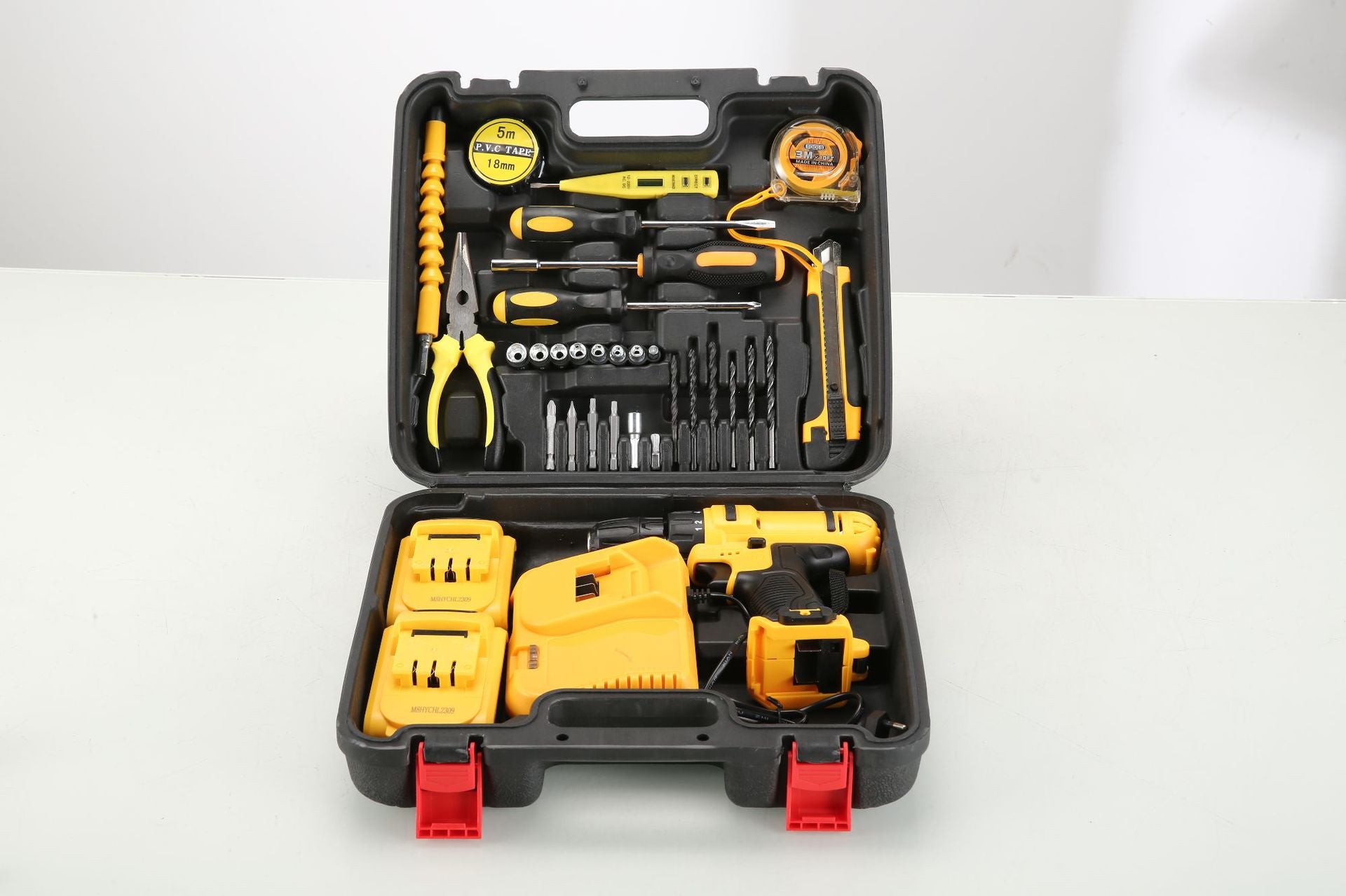 21V Lithium Battery Cordless Drill Tool Box Rechargeable Multi-Function High-Power Impact Drill Electric Hardware Tool Set