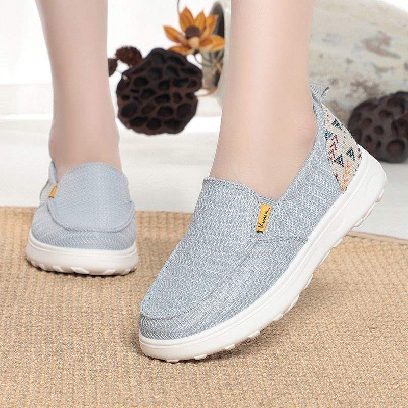 Versatile Low-Top Canvas Shoes Breathable Thin Korean Style Summer Fashion Casual Shoes Thick Sole Round Toe Spring Summer