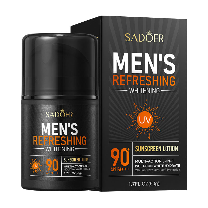 Full English Men's Sunscreen SADOER Whitening Sunscreen UV Protection Refreshing Sunscreen Lotion  Wholesale