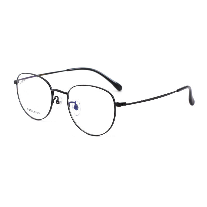 New Round Frame Unisex Oval Glasses Frame New Semi-Titanium Glasses Lightweight Fashionable
