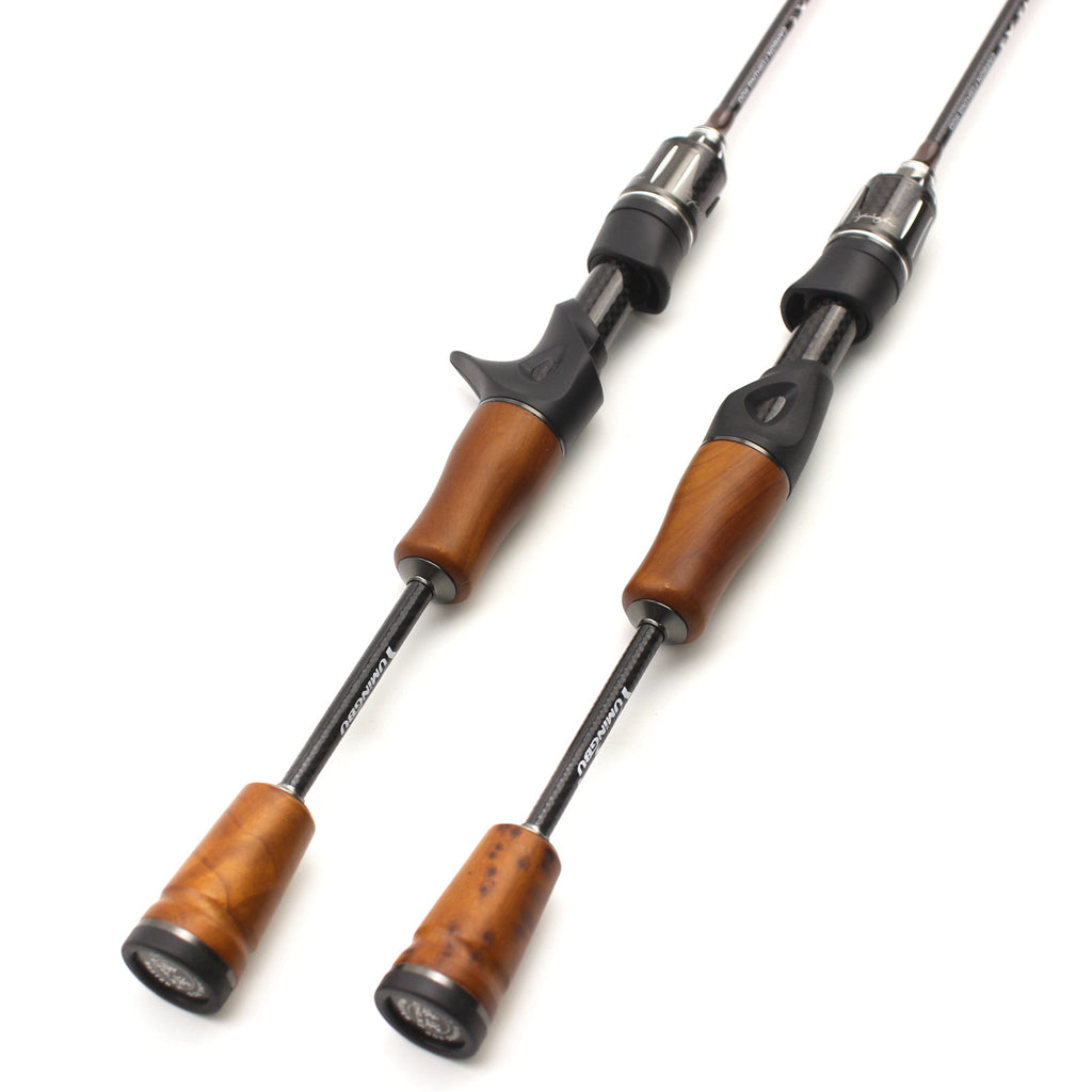 1.39Carbon Fiber UL High-end Lure Fishing Rod with Solid Wood Handle for Bass and Minnow, Straight Handle Gun Handle Rod