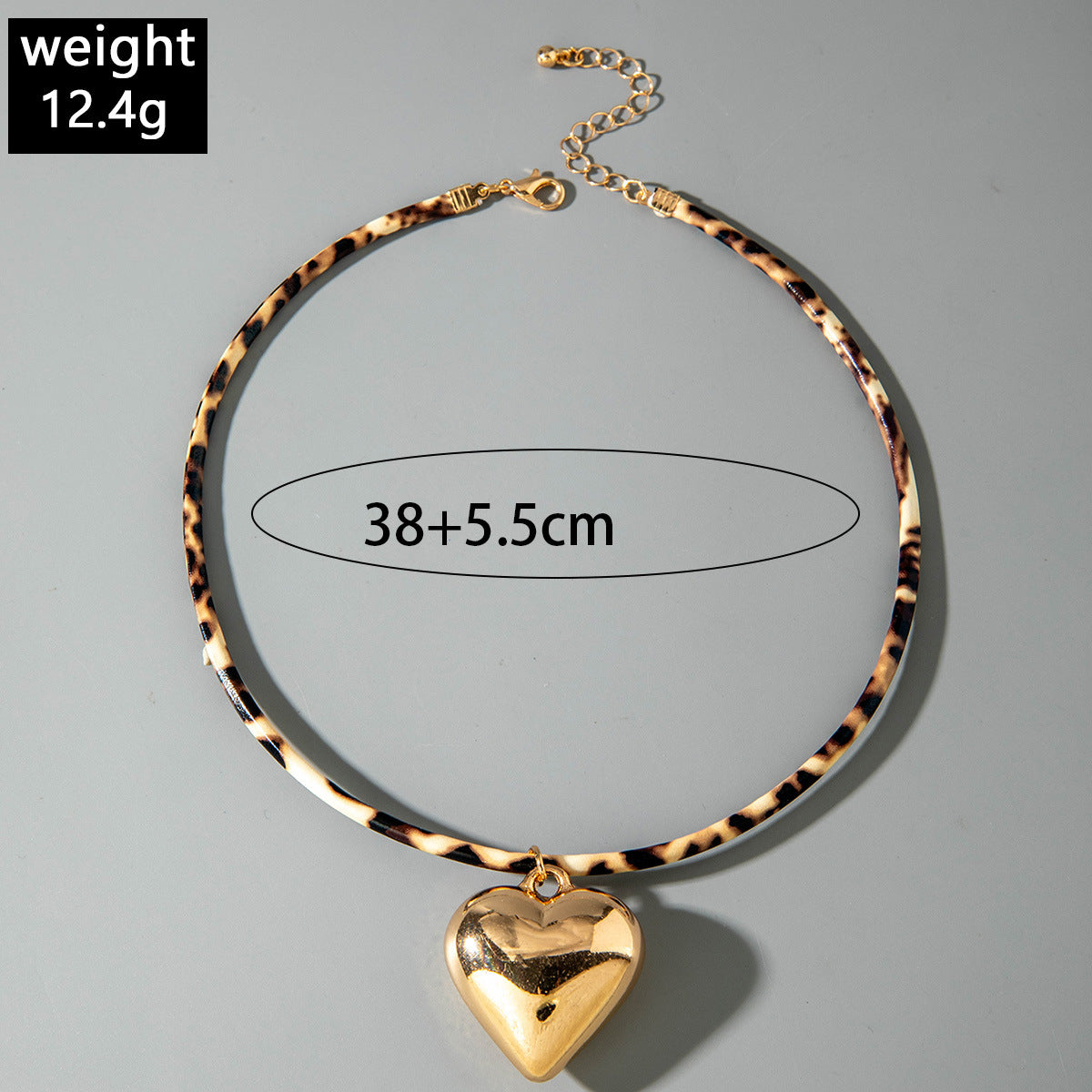 European and American Fashion Accessories Melad Leopard Print Exaggerated Necklace  Heart Pendant Vintage High-End Necklace