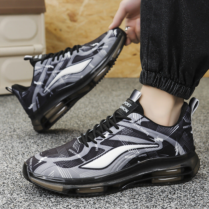 Men's Sports Shoes Spring and Autumn Ice Silk Hot Style Air Cushion Shock Absorption Trendy Men's Shoes Youth Running Shoes Student Casual Running Shoes