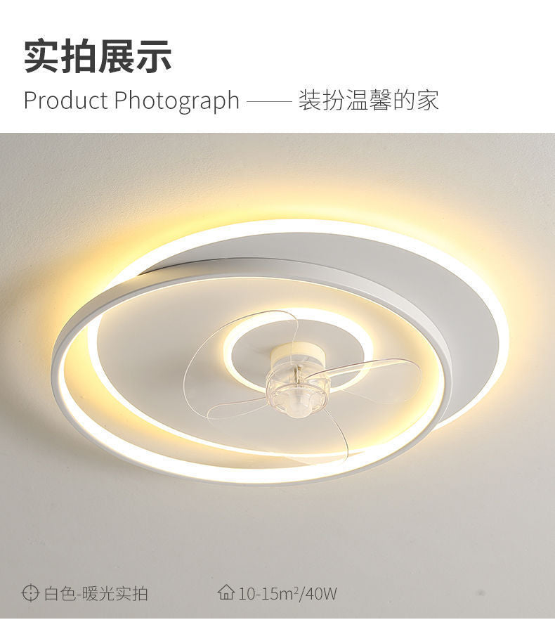 Bedroom Fan Light Electric Fan Intelligent Integrated Ceiling Fan Light Master Bedroom Room Modern Simple Full Spectrum Eye Protection