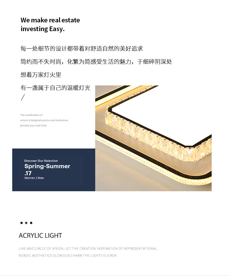 Wholesale Large Living Room Lamp2025New Year's Light Luxury Crystal led Ceiling lamp simple modern elegant bedroom lighting fixture