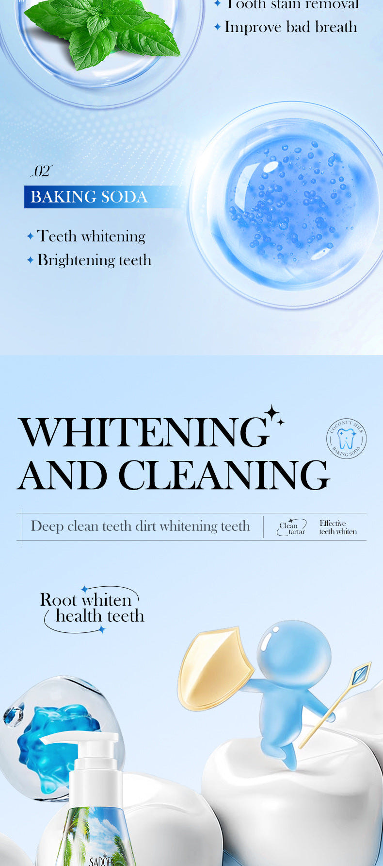 All English Toothpaste220gSADOER Niacinamide Probiotic Cleansing Stain Removal Oral Freshening  Wholesale