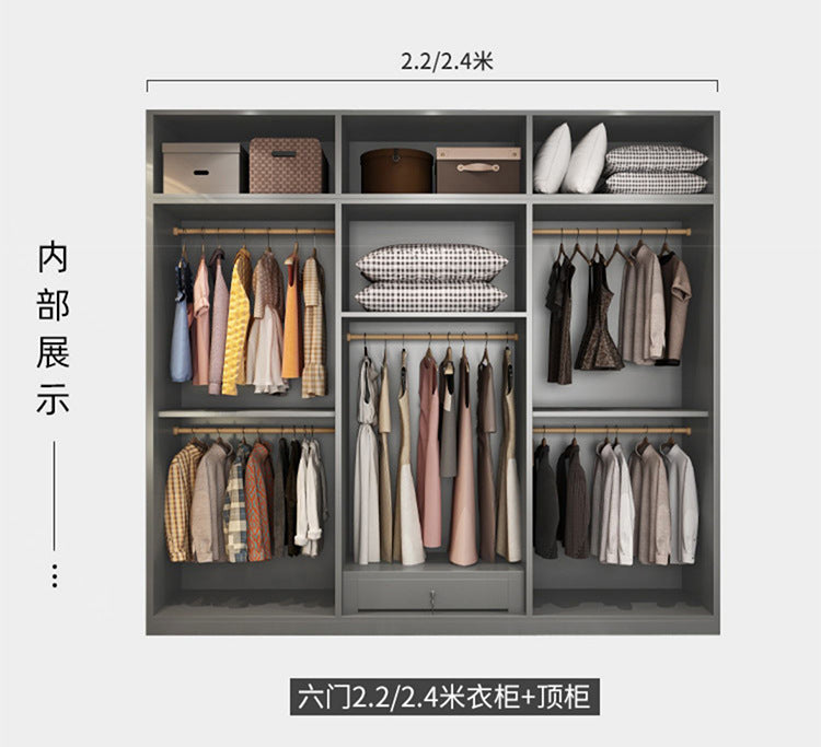 Light Luxury Glass Door Wardrobe Modern Home Bedroom Cloakroom Custom Processing Assembly Wardrobe Storage Large Wardrobe