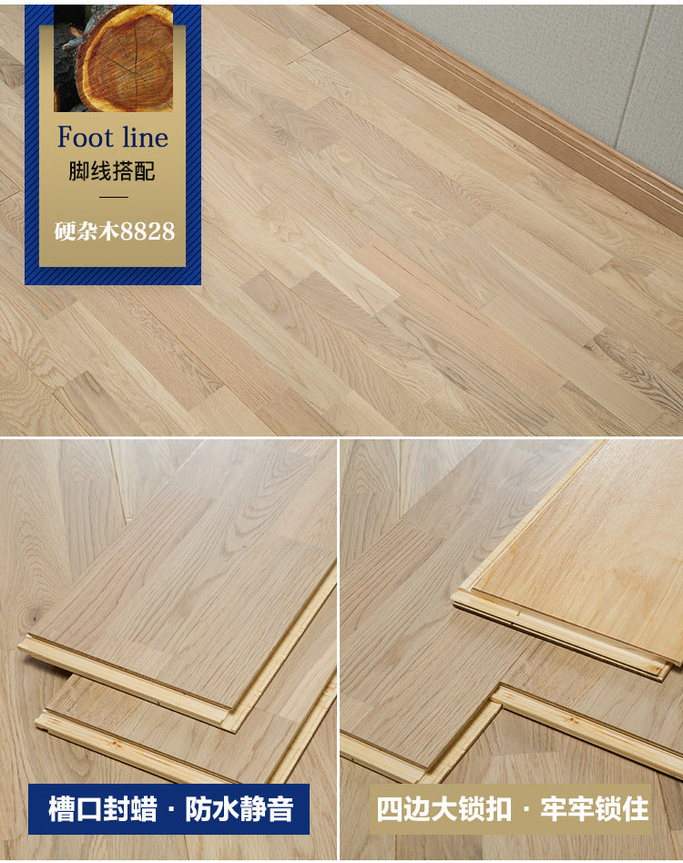Door-to-Door Installation Old Three-Layer Large Board Pure Three-Layer Solid Wood Floor Oak Log3.0-4.0mm Underfloor Heating