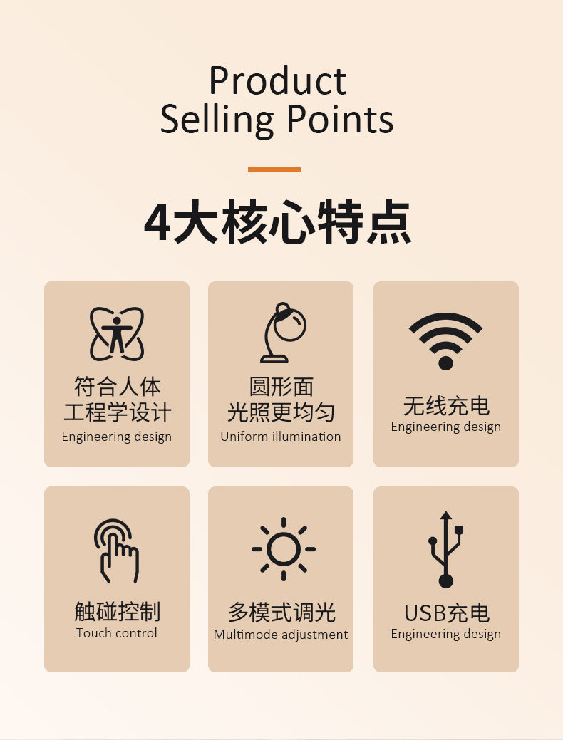 Customized Night Light Multi-Functional Wireless Charging Desk Lamp Desktop Atmosphere Light Eye Protection Desk Lamp Office Business Gift Lamp