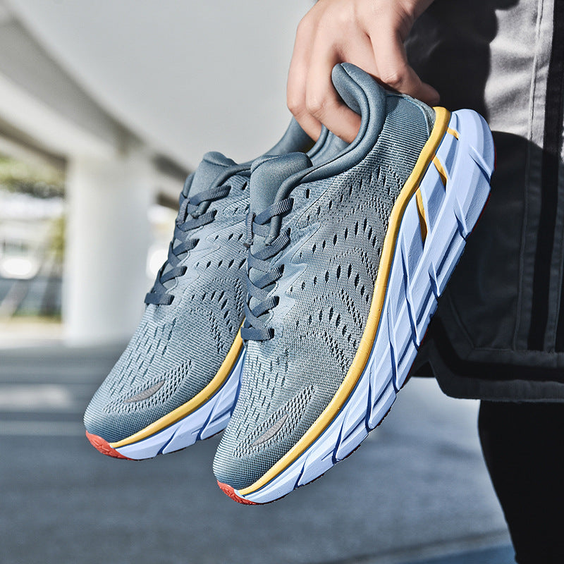 HK Jacquard Mesh Breathable Outdoor Casual Shoes Men's Anti-Slip Soft Sole Lightweight Sports Running Shoes