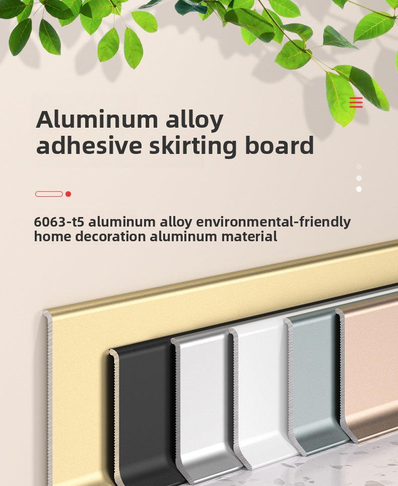 Aluminum alloy baseboard minimalist and ultra-thin4/6/8cm Self-adhesive, no-drill stainless steel metal baseboard wholesale
