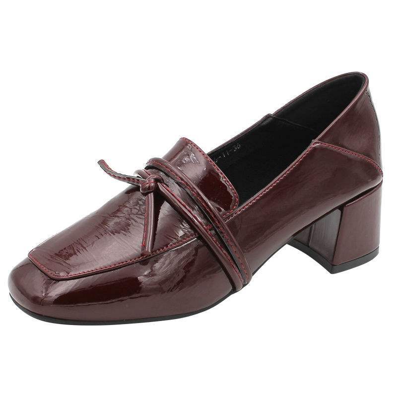 Small Leather Shoes for Women2025Spring New Retro Square Toe Soft Leather Chunky Heel Single Shoes High Heel Women's Shoes British Style Loafers