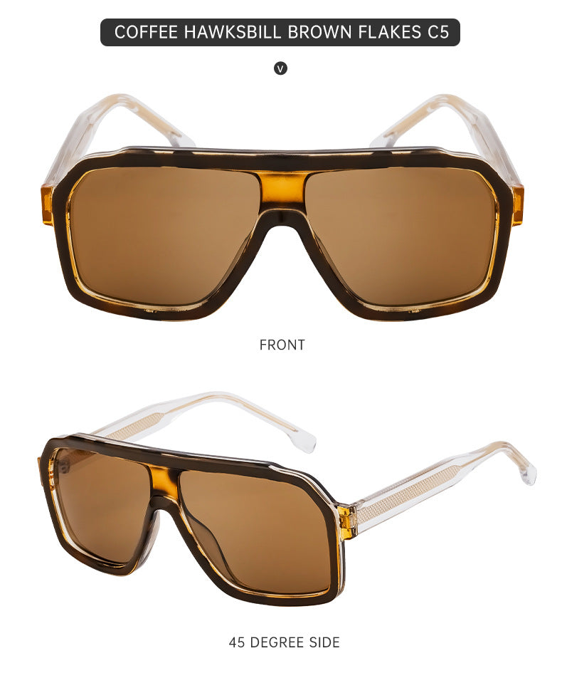 European and American Fashion Square Frame Sunglasses for Men Driving Special Propionic Acid Insert Pin Temple Sunglasses Men's Glasses shades