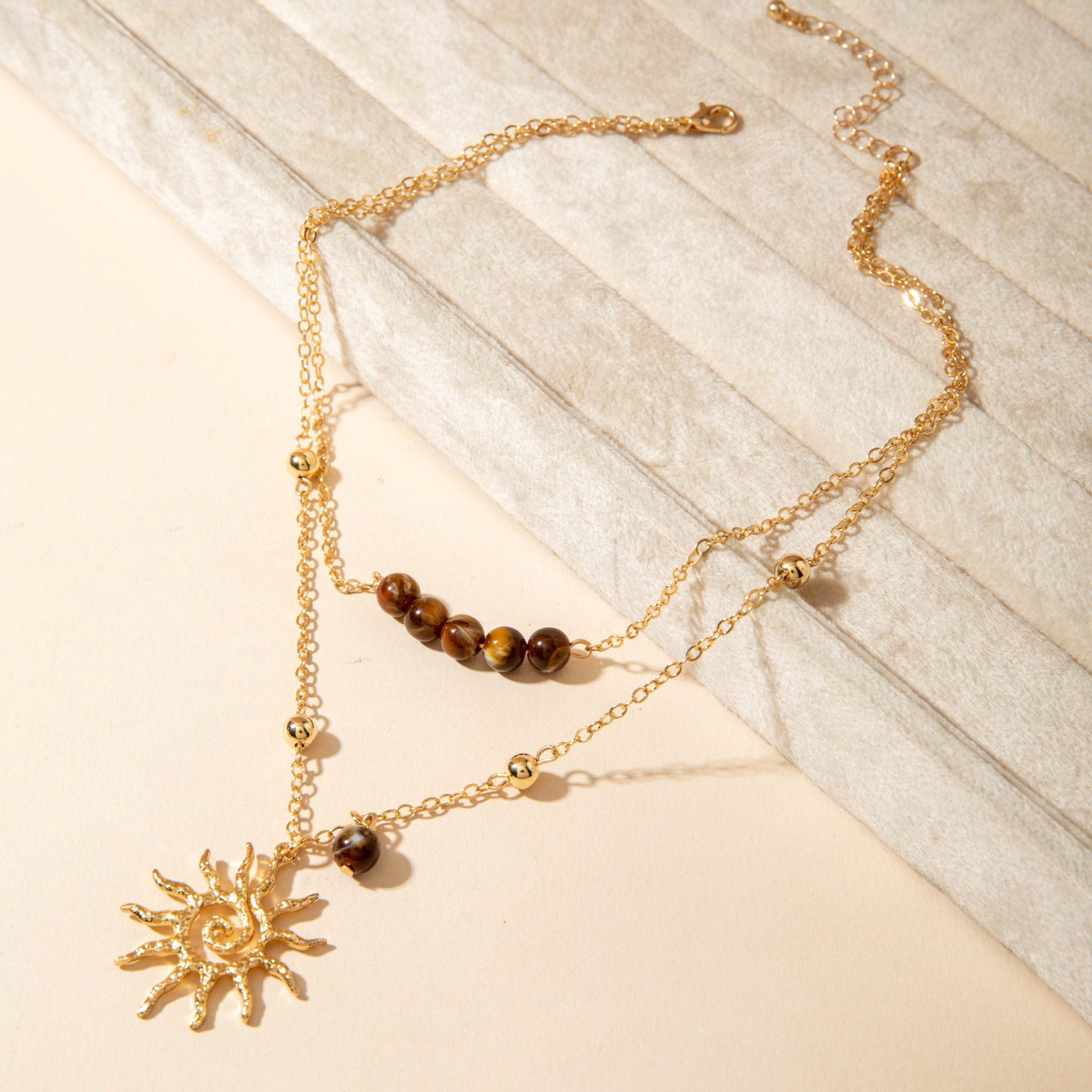 European and American Fashion Jewelry Double Layer Stacked Sunflower Pendant Necklace Simple Flat Snake Necklace Wholesale