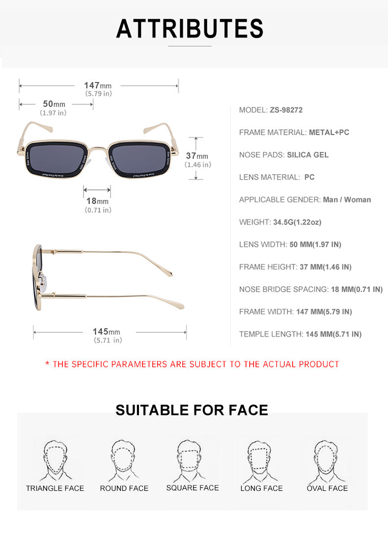 Square Small Frame Sunglasses for Women with Letter Print, Personalized European and American Retro High-End Feel ins Fashion Sunglasses for Women Trendy Glasses