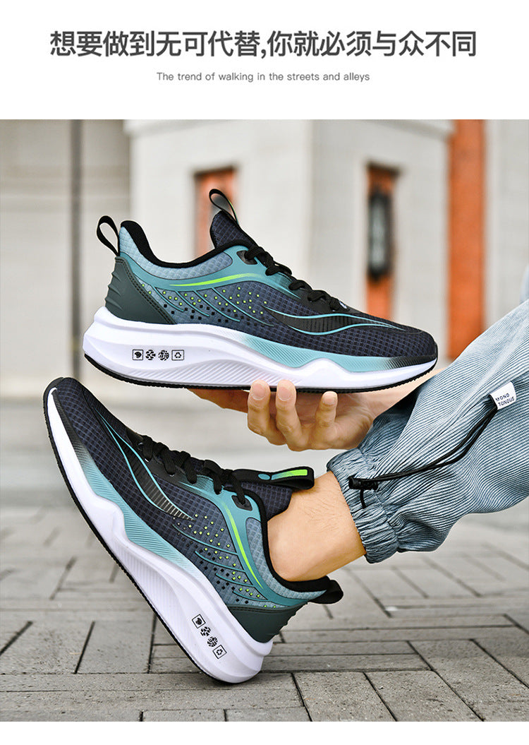 Spring and summer new style comfortable breathable running shoes racing soft sole shock-absorbing youth boys' wear-resistant non-slip sports shoes