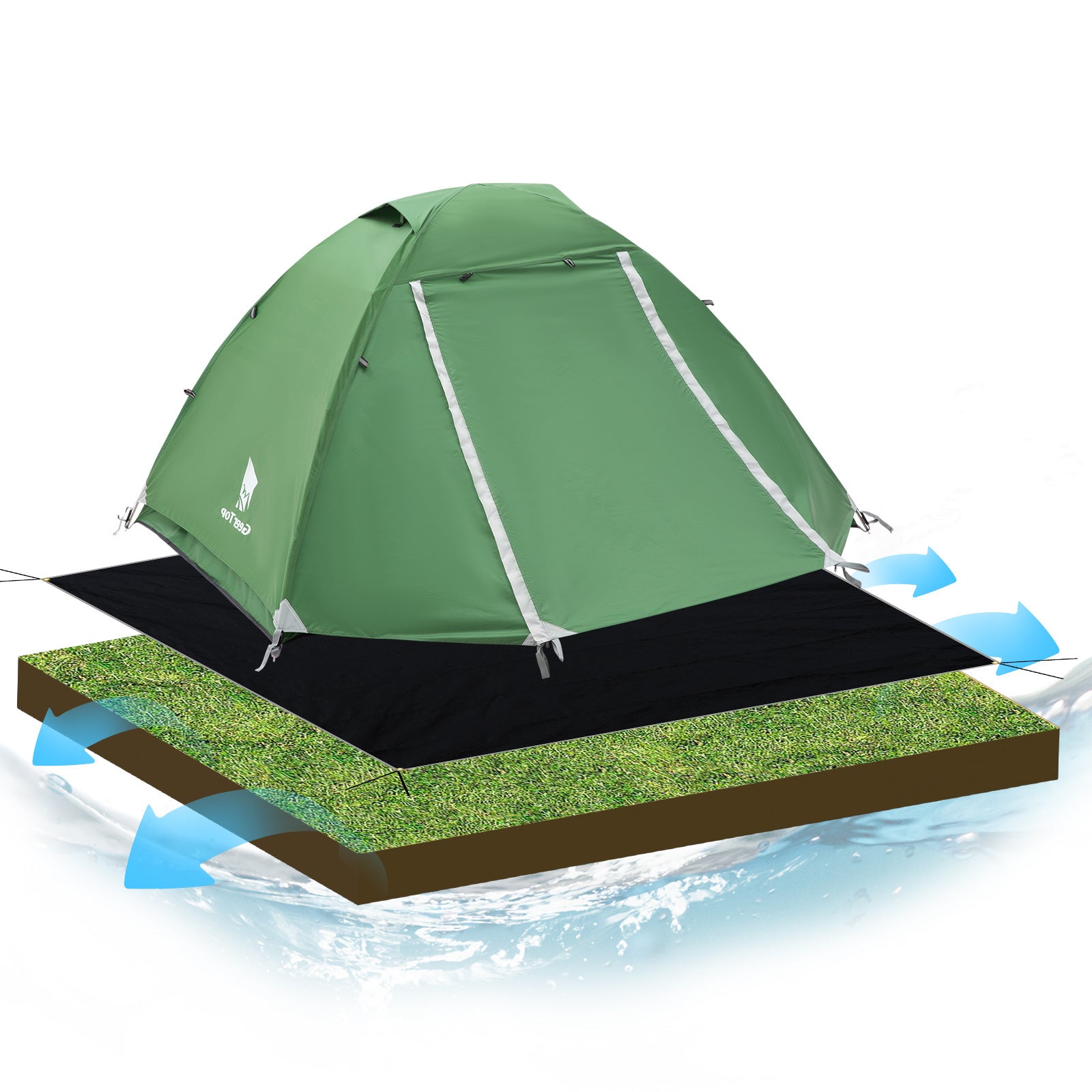 Camping Tent Double Layer Tent Sun Protection Outdoor Tent Rainproof Hiking Tent Canopy Two-in-One