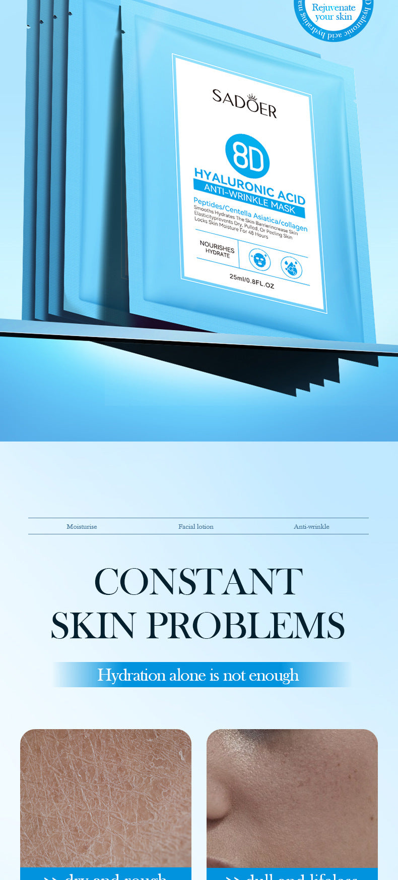 Full English Hyaluronic Acid Mask25mlSADOER8D Anti-wrinkle Nourishing Hydrating Moisturizing  Wholesale