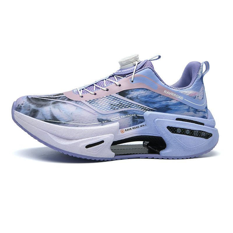 DAJUEYING Real Explosion Protection Carbon Plate High Elastic Cushioning Running Shoes Men and Women Knob Buckle Racing Mesh Breathable Sports Shoes