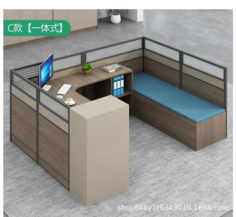 Office Desk Simple Modern Staff Desk with Rest Bed Employee Desk Furniture Partition Screen Cubicle