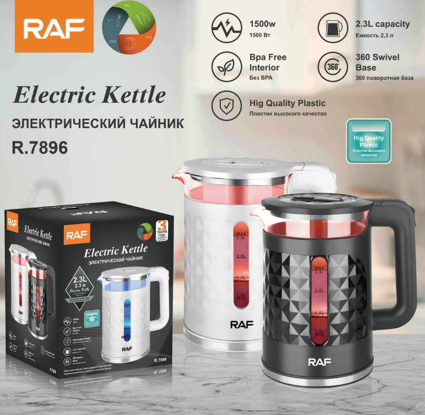 RAF European Standard Household Electric Kettle Automatic Power-off Kettle Health Kettle304Wholesale Glass Electric Kettle R.7896