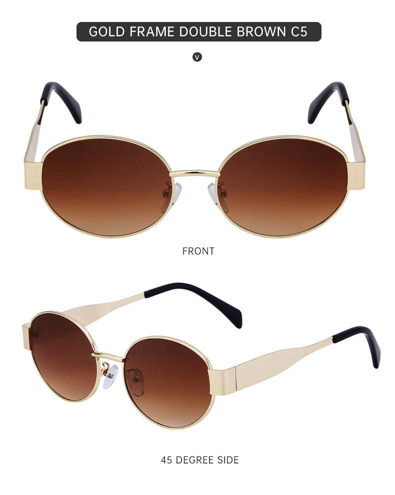 New European and American Fashion Oval Frame Sunglasses for Women High-end Sunglasses for Women Trendy Sunscreen Wholesale sunglass