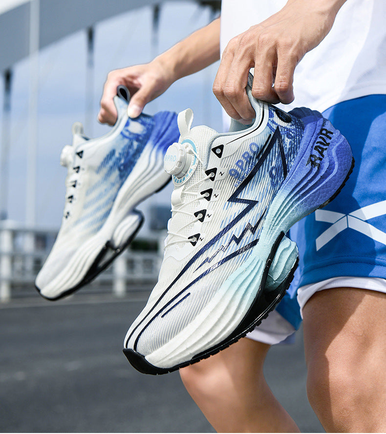 2025Autumn Winter Casual Fashion Double Mesh Knob Buckle Sneakers Super High Elastic Soft Sole Carbon Plate Anti-Slip Running Shoes