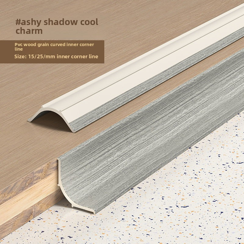Ashy shadow cool charm curved inner corner line in wood grain finish, size 15/25 mm.