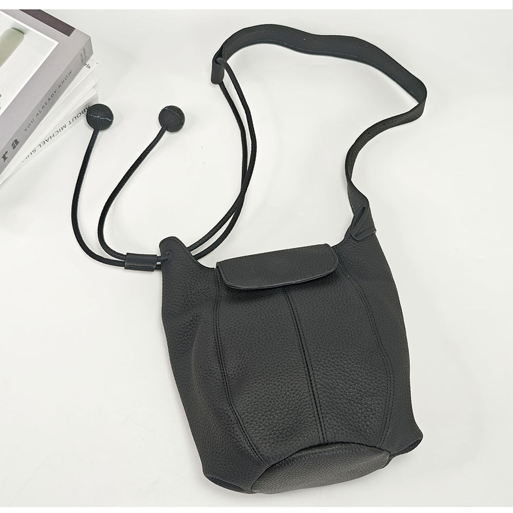 Genuine Leather Bucket Bag2025Autumn and Winter New Women's Bag Casual Fashion Versatile Single Shoulder Crossbody Large Capacity Pumpkin Bag