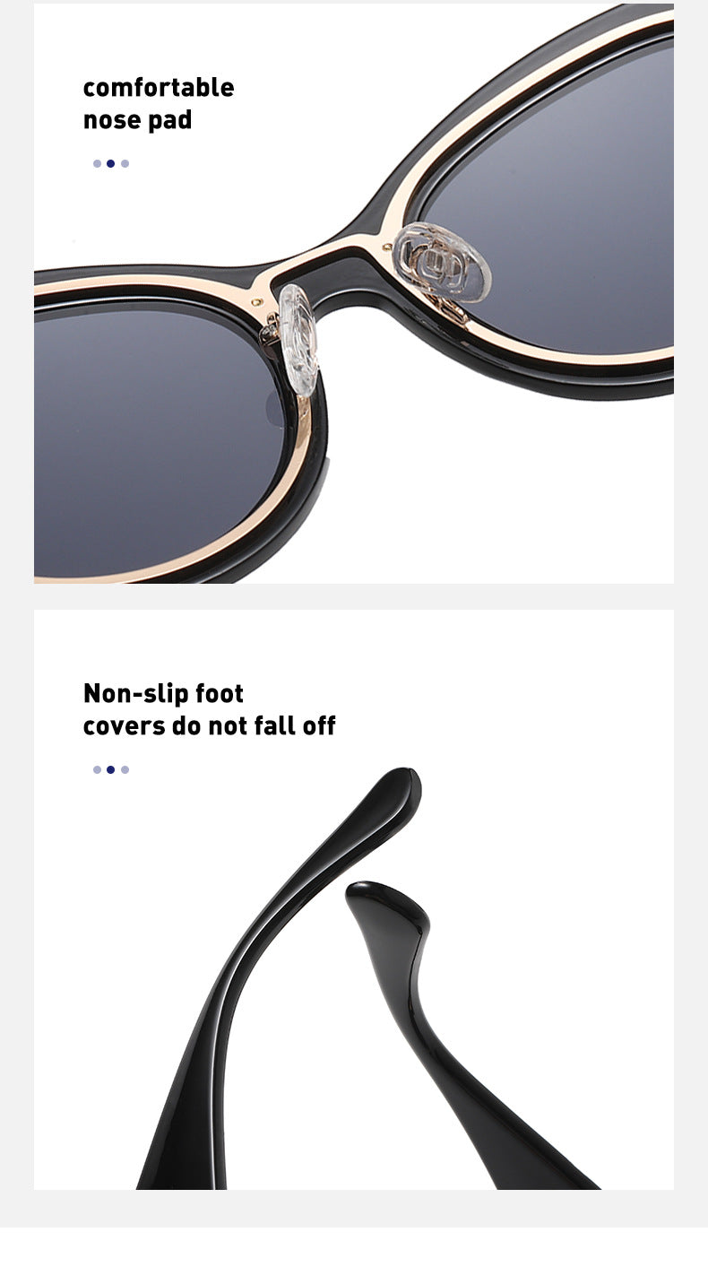 European and American Style Cat Eye Sunglasses for Women with High-end Feel ins Steampunk Frameless Sunglasses for Women Wholesale