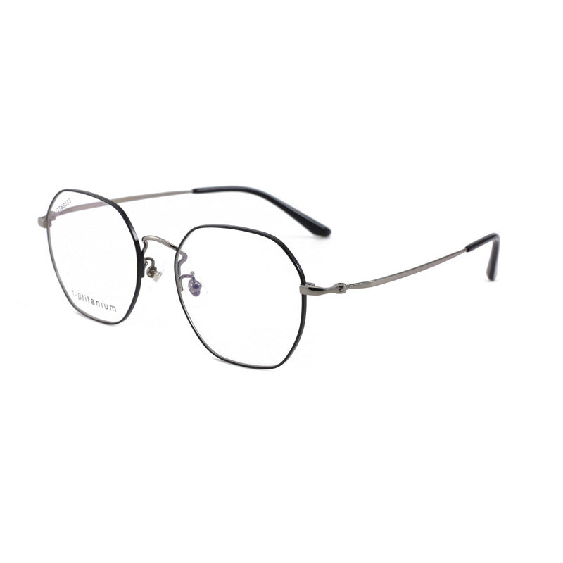 New Polygonal Retro Trend Titanium Frame Glasses Frame Two-tone Electroplated Unisex Plain Frame Metal Frame