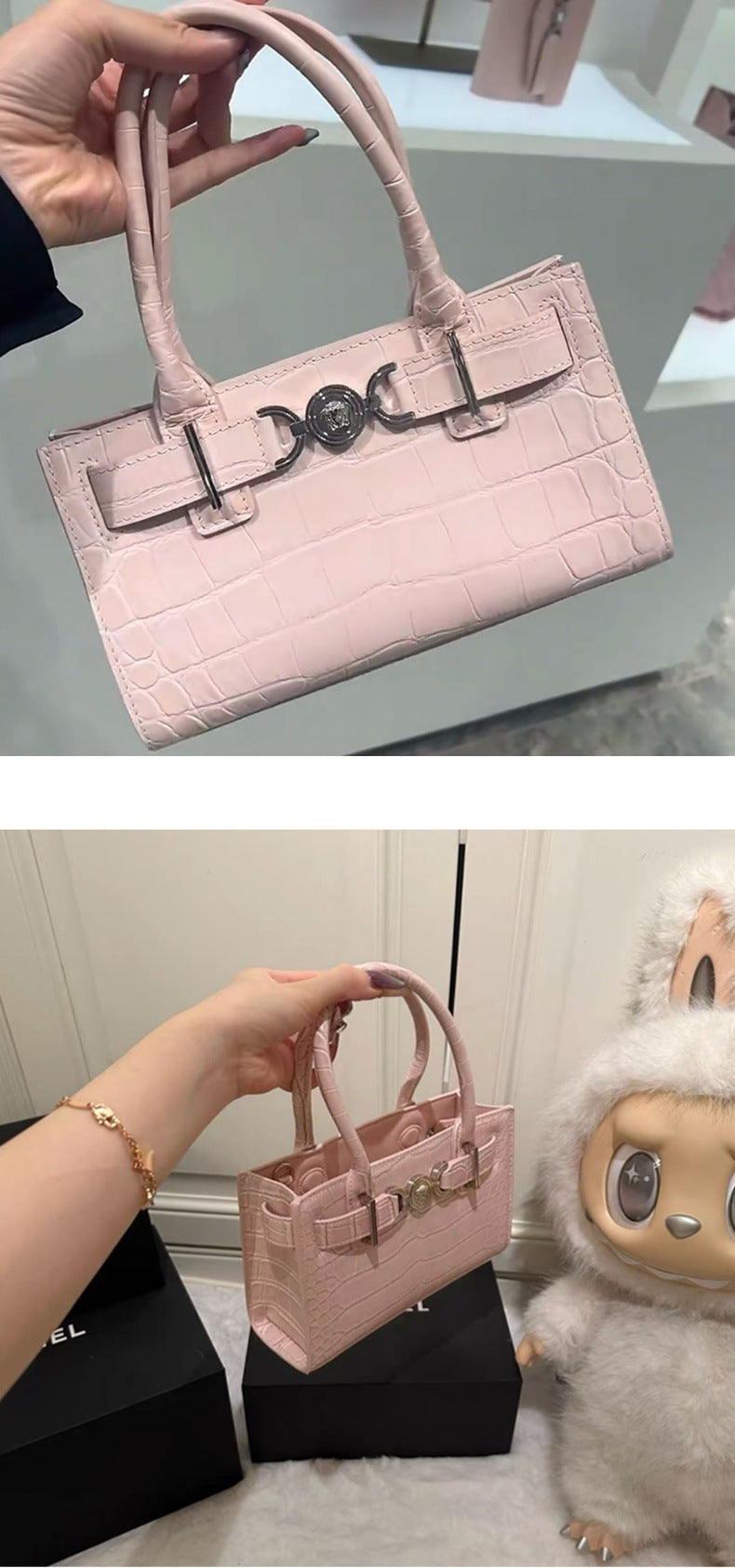 Let Me Shine Zhao Lusi Xu Yan Same Style Punch Bag2025New crocodile leather pattern handbag single shoulder crossbody bag