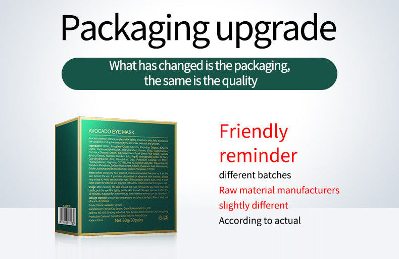 Full English Eye Mask ZOZU Golden Avocado Moisturizing and Hydrating   foreign trade skincare products live wholesale