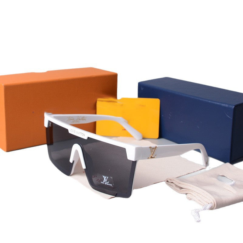 2022European and American Style Large Frame Integrated Half Frame Fashionable Personality Sunglasses for Men and Women One-piece Trendy Sunglasses